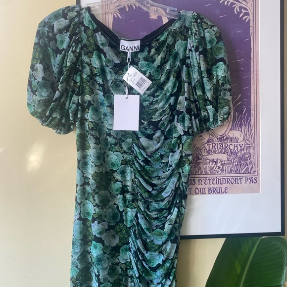 Ganni Ruched Floral Dress - Picture 3 of 5